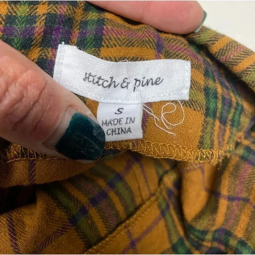 Cutest! Cotton pattern block mini Stitch & Pine faux wrap plaid skirt s fits xs - Picture 3 of 7